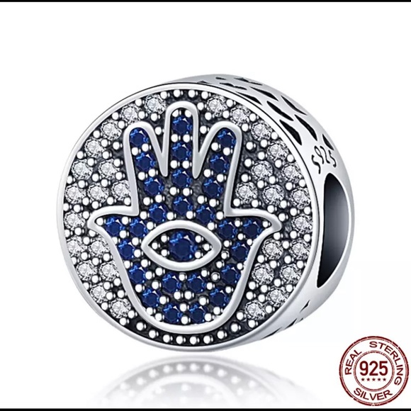HAMSA HAND Bracelet Charm Sterling Silver 925 - Picture 1 of 1